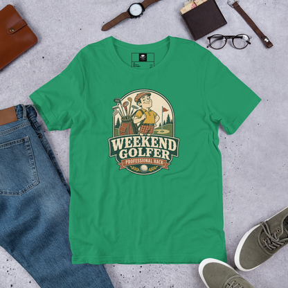 Weekend Golfer Unisex Cotton T-Shirt | Funny Casual Golf Graphic Tee for Men & Women