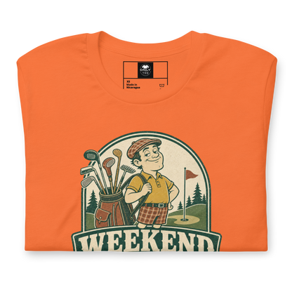 Weekend Golfer Unisex Cotton T-Shirt | Funny Casual Golf Graphic Tee for Men & Women