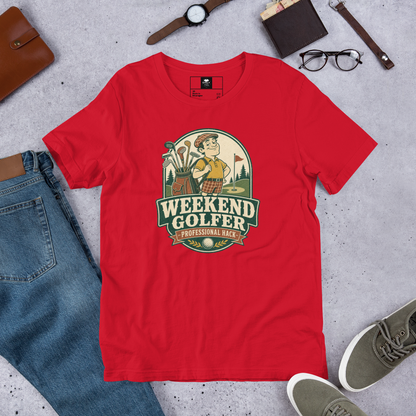 Weekend Golfer Unisex Cotton T-Shirt | Funny Casual Golf Graphic Tee for Men & Women