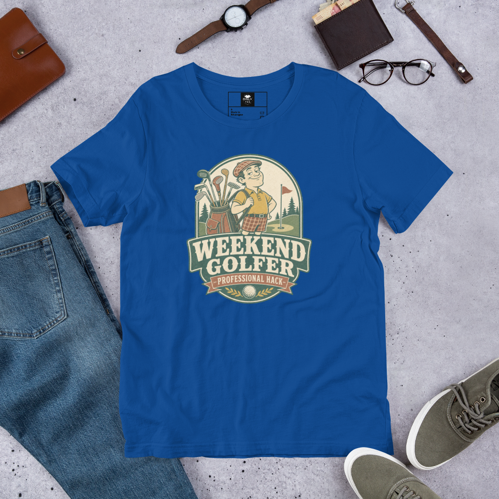 Weekend Golfer Unisex Cotton T-Shirt | Funny Casual Golf Graphic Tee for Men & Women