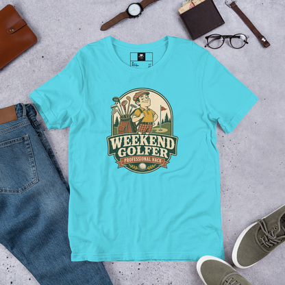 Weekend Golfer Unisex Cotton T-Shirt | Funny Casual Golf Graphic Tee for Men & Women