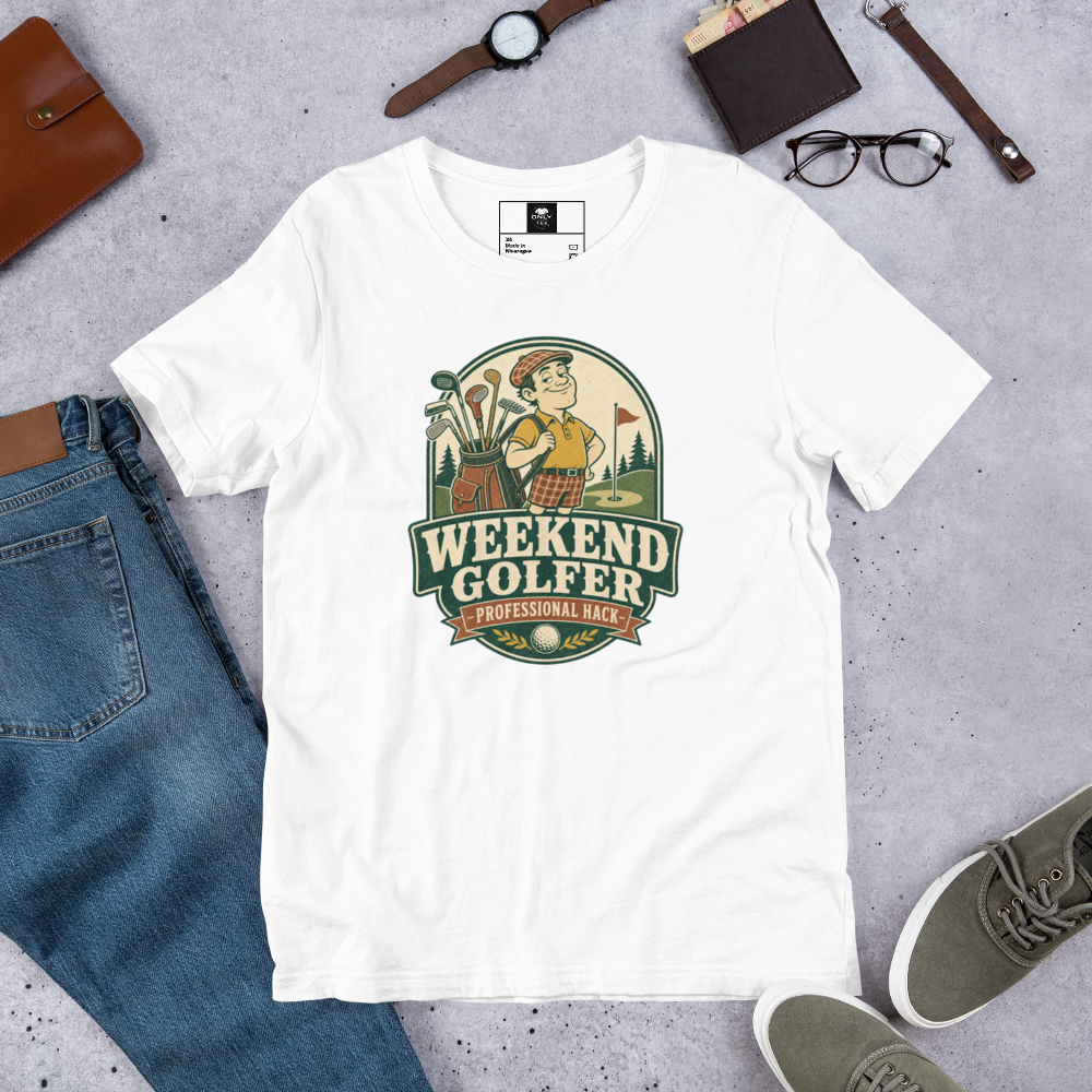 Weekend Golfer Unisex Cotton T-Shirt | Funny Casual Golf Graphic Tee for Men & Women