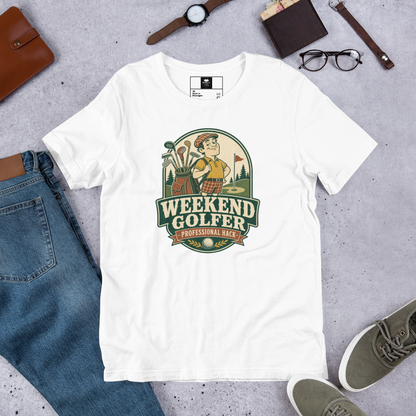 Weekend Golfer Unisex Cotton T-Shirt | Funny Casual Golf Graphic Tee for Men & Women
